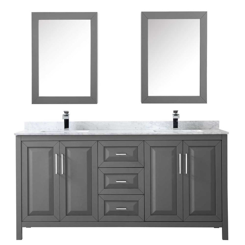 Daria 72 Inch Double Bathroom Vanity in Dark Gray - 66