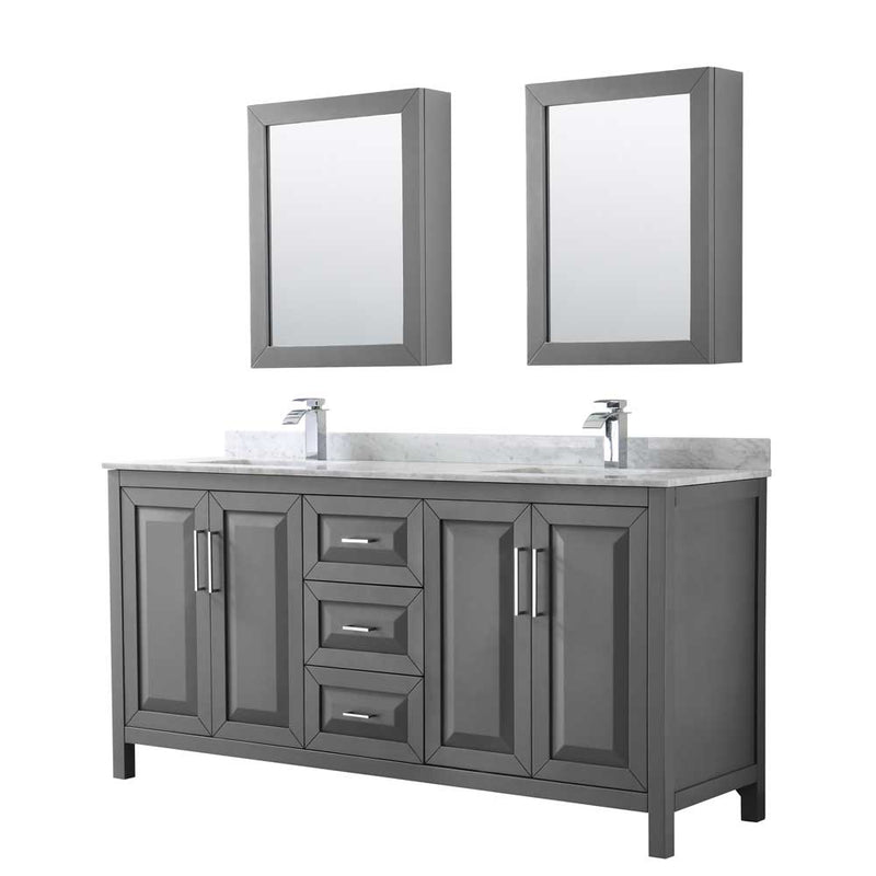 Daria 72 Inch Double Bathroom Vanity in Dark Gray - 64