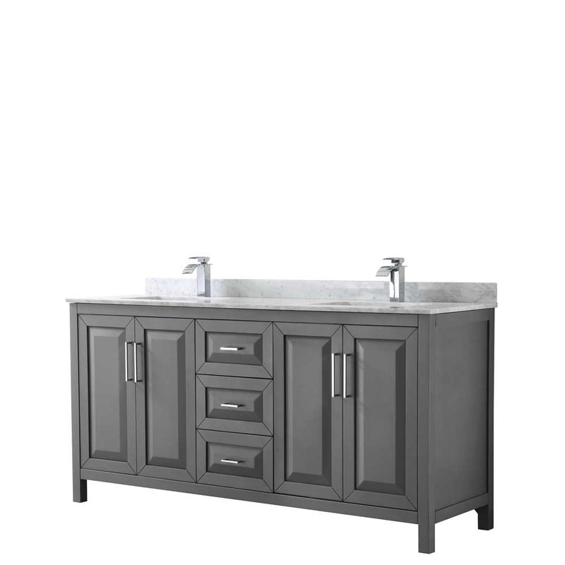 Daria 72 Inch Double Bathroom Vanity in Dark Gray - 50