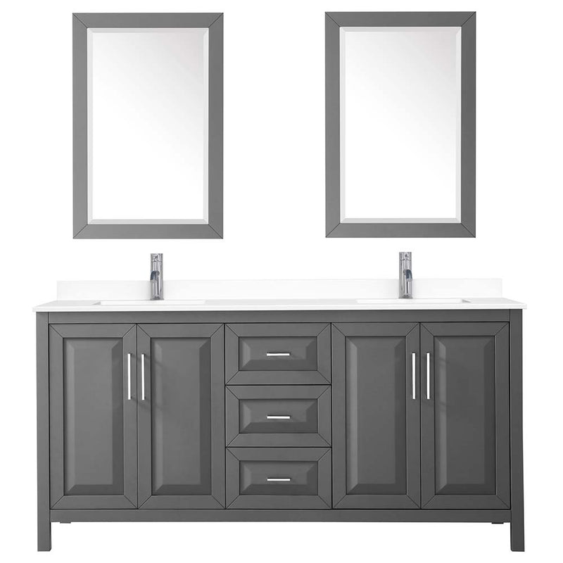 Daria 72 Inch Double Bathroom Vanity in Dark Gray - 78