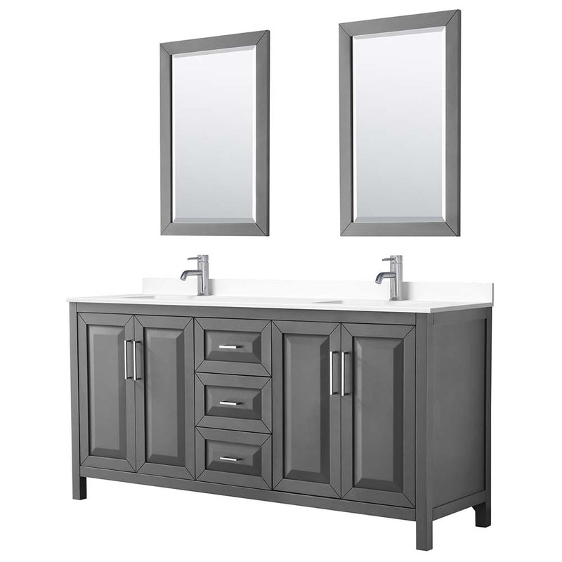 Daria 72 Inch Double Bathroom Vanity in Dark Gray - 76