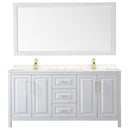 Daria 72 Inch Double Bathroom Vanity in White - Brushed Gold Trim - 20