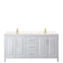 Daria 72 Inch Double Bathroom Vanity in White - Brushed Gold Trim - 11
