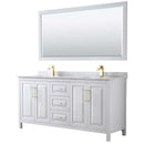 Daria 72 Inch Double Bathroom Vanity in White - Brushed Gold Trim - 37