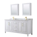 Daria 72 Inch Double Bathroom Vanity in White - Brushed Gold Trim - 42