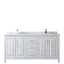 Daria 72 Inch Double Bathroom Vanity in White - Brushed Gold Trim - 30