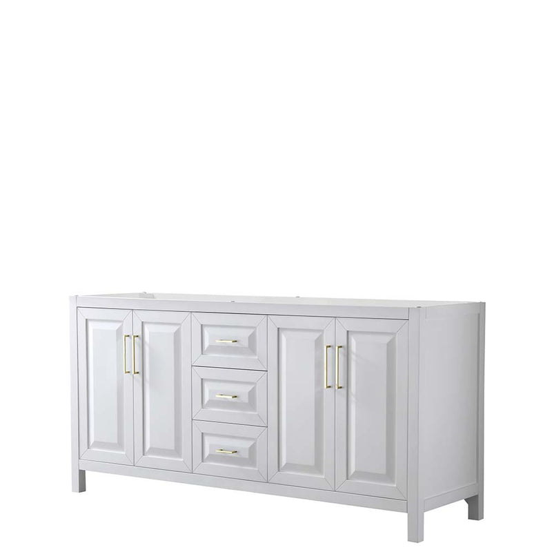 Daria 72 Inch Double Bathroom Vanity in White - Brushed Gold Trim