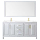 Daria 72 Inch Double Bathroom Vanity in White - Brushed Gold Trim - 58