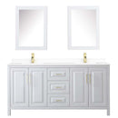 Daria 72 Inch Double Bathroom Vanity in White - Brushed Gold Trim - 63