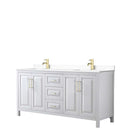 Daria 72 Inch Double Bathroom Vanity in White - Brushed Gold Trim - 47