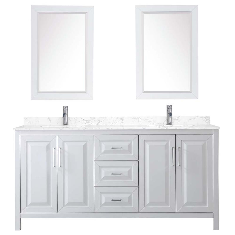 Daria 72 Inch Double Bathroom Vanity in White - Polished Chrome Trim - 16