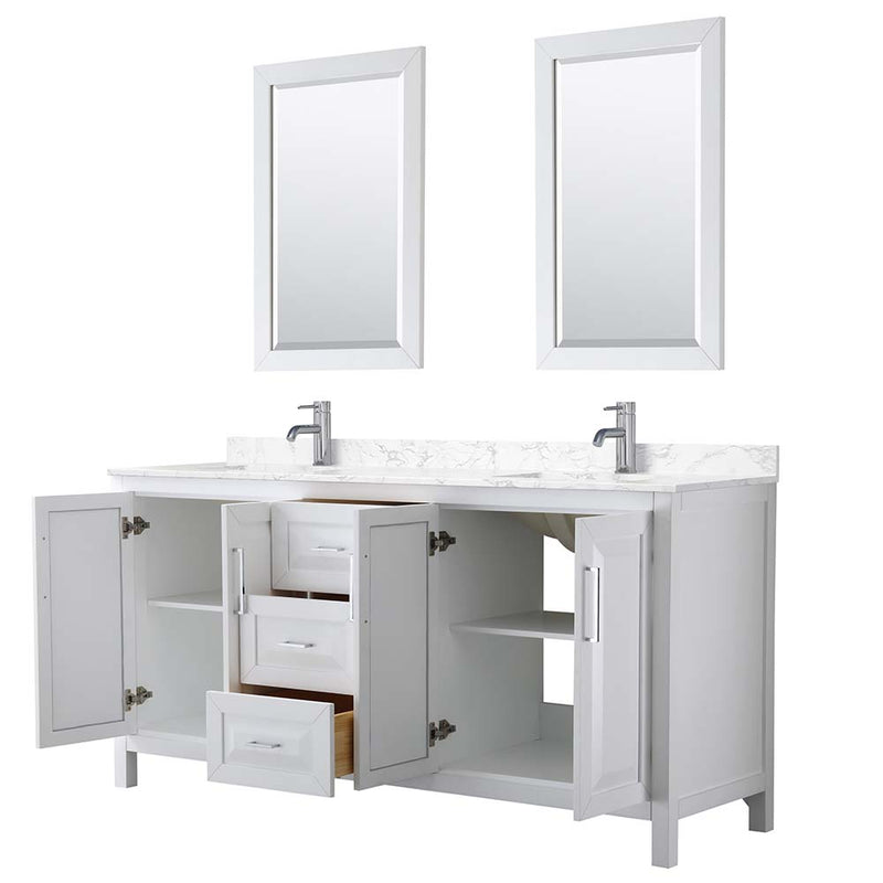 Daria 72 Inch Double Bathroom Vanity in White - Polished Chrome Trim - 15