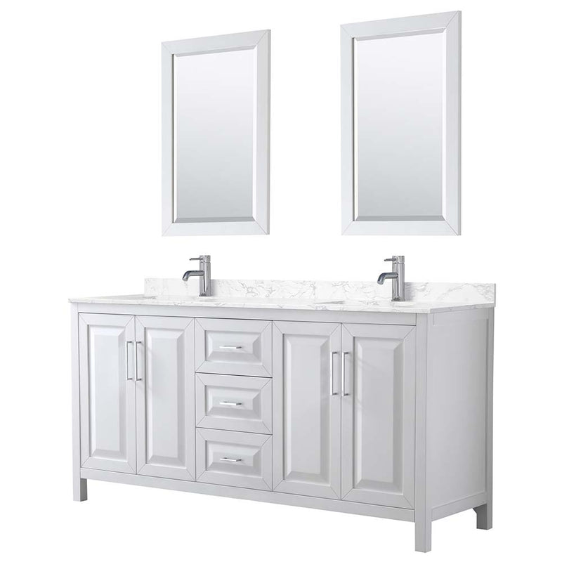 Daria 72 Inch Double Bathroom Vanity in White - Polished Chrome Trim - 14