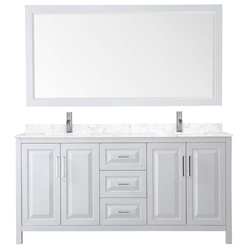 Daria 72 Inch Double Bathroom Vanity in White - Polished Chrome Trim - 21