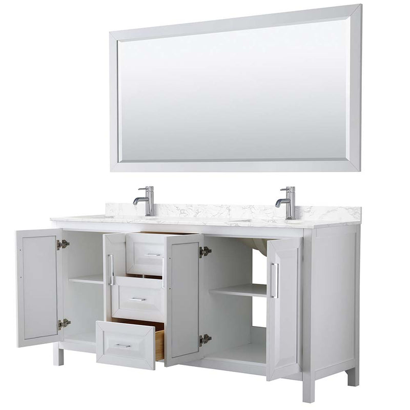 Daria 72 Inch Double Bathroom Vanity in White - Polished Chrome Trim - 20