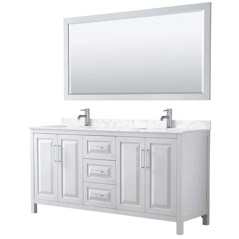 Daria 72 Inch Double Bathroom Vanity in White - Polished Chrome Trim - 19