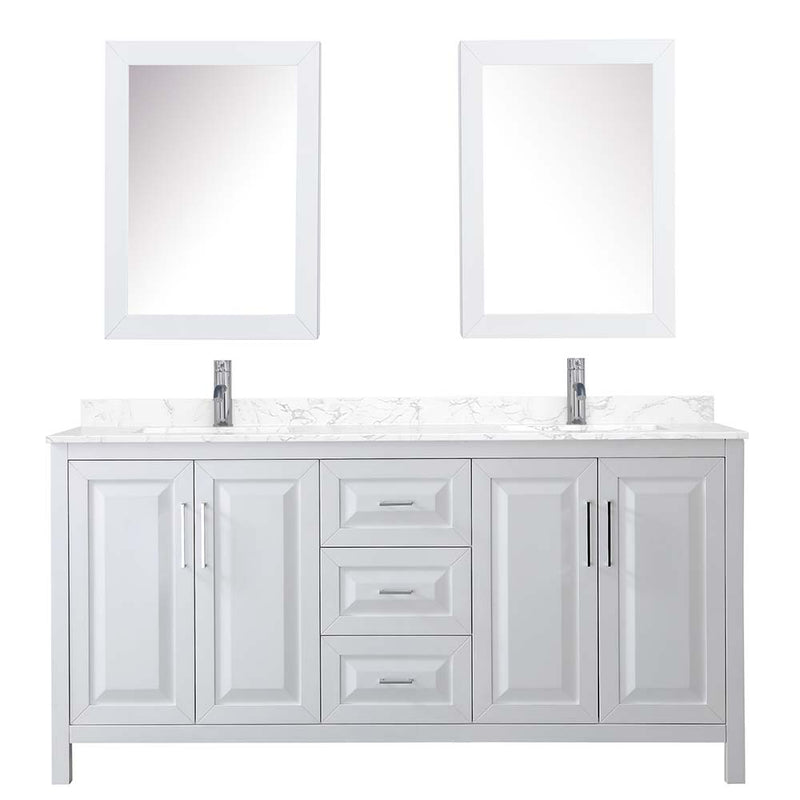 Daria 72 Inch Double Bathroom Vanity in White - Polished Chrome Trim - 26