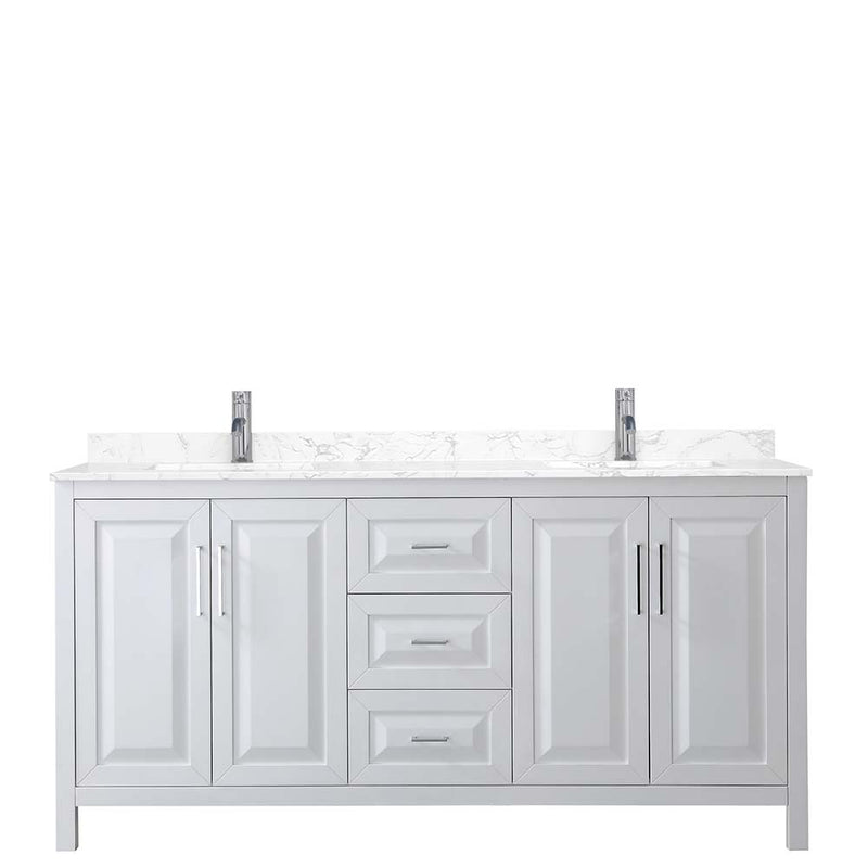 Daria 72 Inch Double Bathroom Vanity in White - Polished Chrome Trim - 12