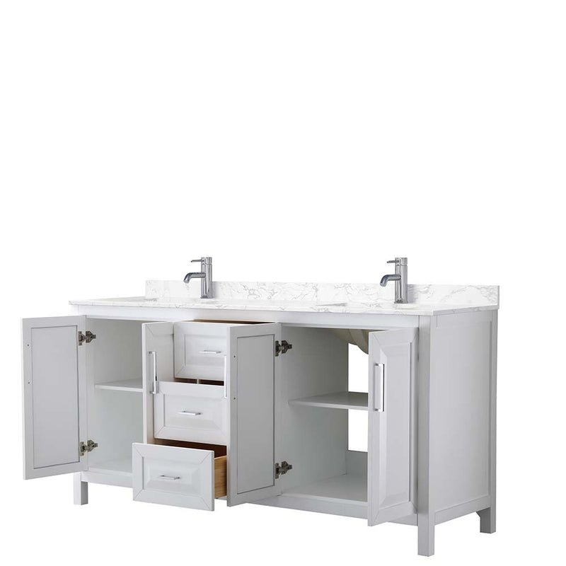 Daria 72 Inch Double Bathroom Vanity in White - Polished Chrome Trim - 11