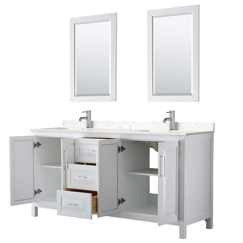 Daria 72 Inch Double Bathroom Vanity in White - Polished Chrome Trim - 35