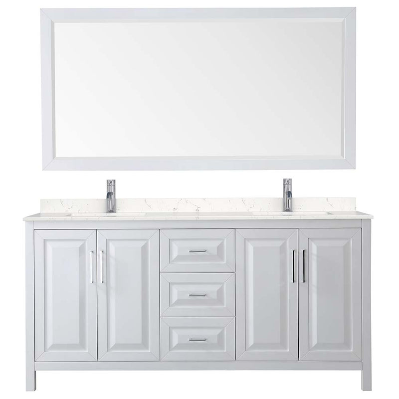 Daria 72 Inch Double Bathroom Vanity in White - Polished Chrome Trim - 41