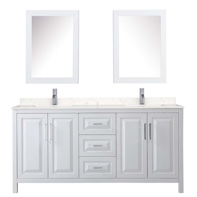 Daria 72 Inch Double Bathroom Vanity in White - Polished Chrome Trim - 46