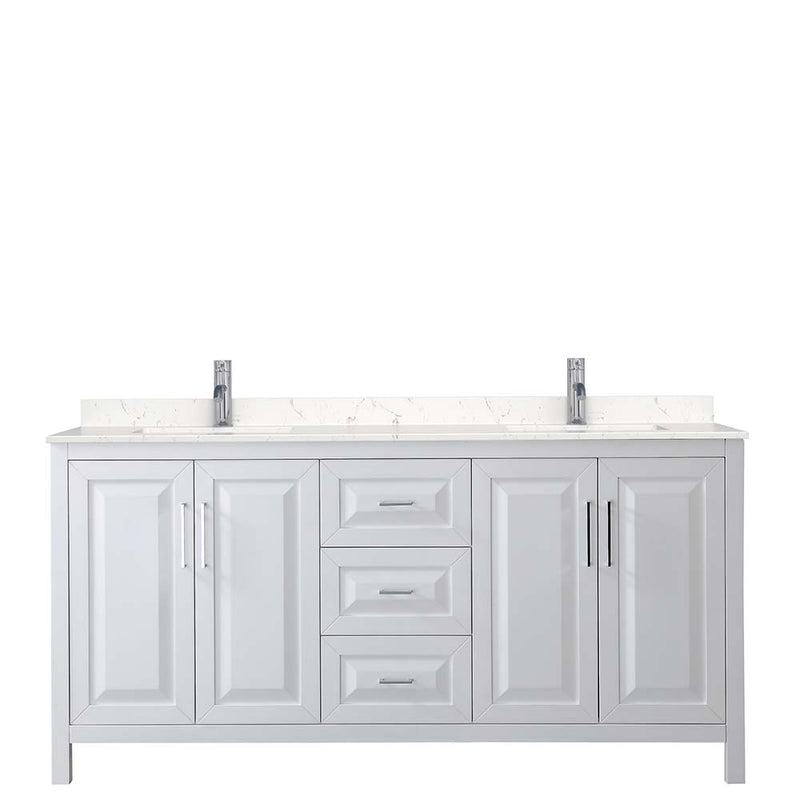 Daria 72 Inch Double Bathroom Vanity in White - Polished Chrome Trim - 32