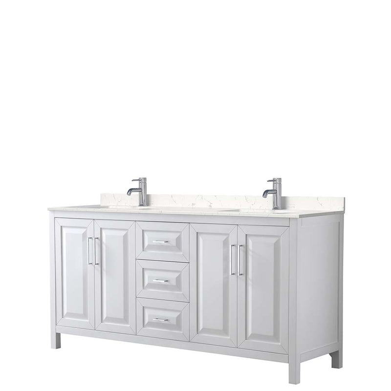 Daria 72 Inch Double Bathroom Vanity in White - Polished Chrome Trim - 30