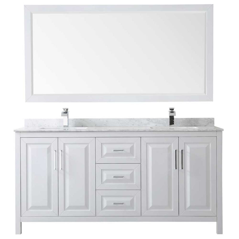 Daria 72 Inch Double Bathroom Vanity in White - Polished Chrome Trim - 61