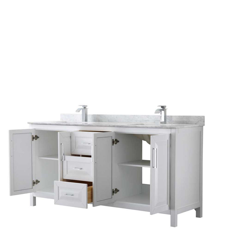 Daria 72 Inch Double Bathroom Vanity in White - Polished Chrome Trim - 51