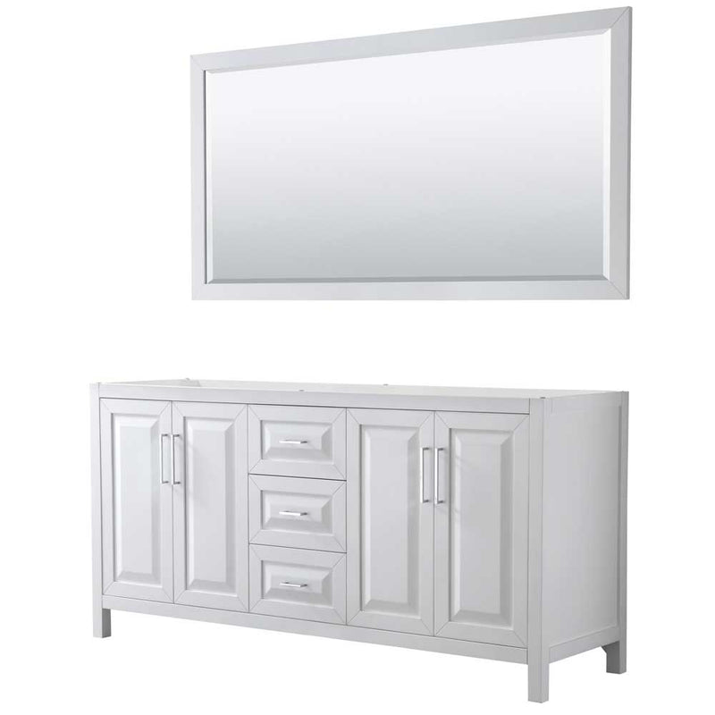 Daria 72 Inch Double Bathroom Vanity in White - Polished Chrome Trim - 4