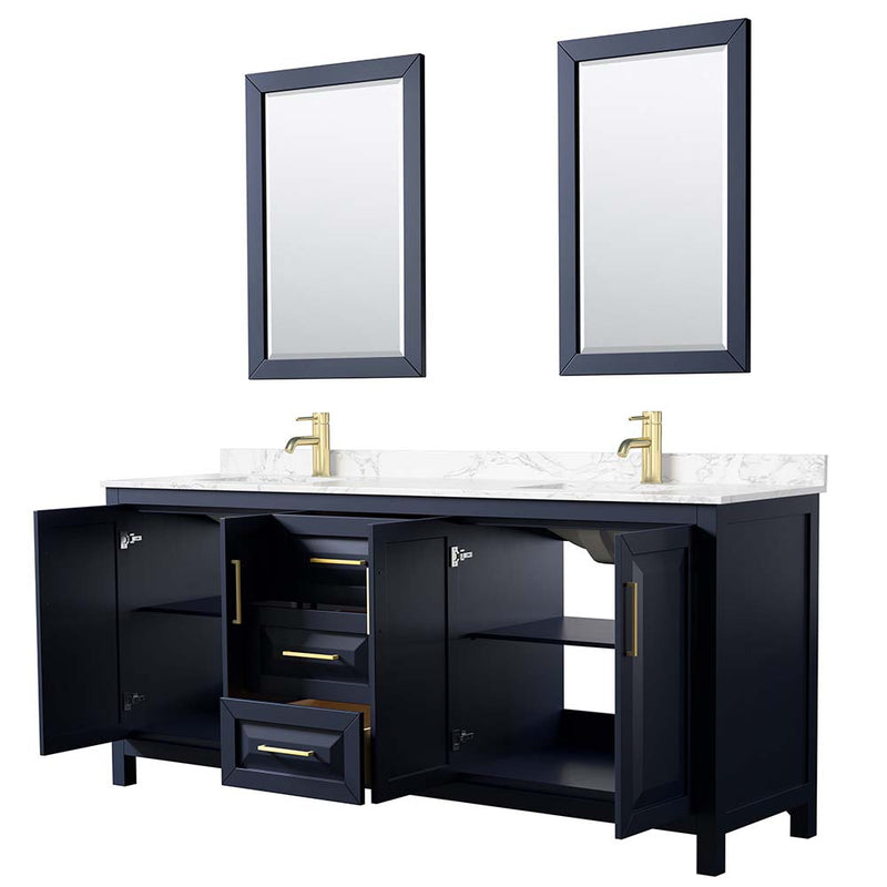 Daria 80 Inch Double Bathroom Vanity in Dark Blue - 14