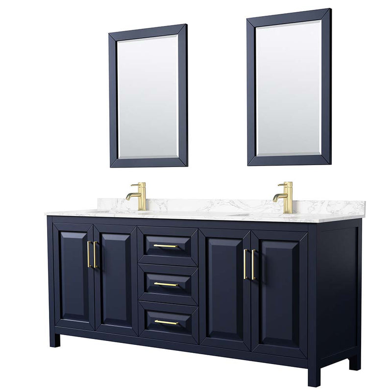 Daria 80 Inch Double Bathroom Vanity in Dark Blue - 13