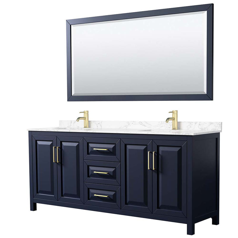 Daria 80 Inch Double Bathroom Vanity in Dark Blue - 18