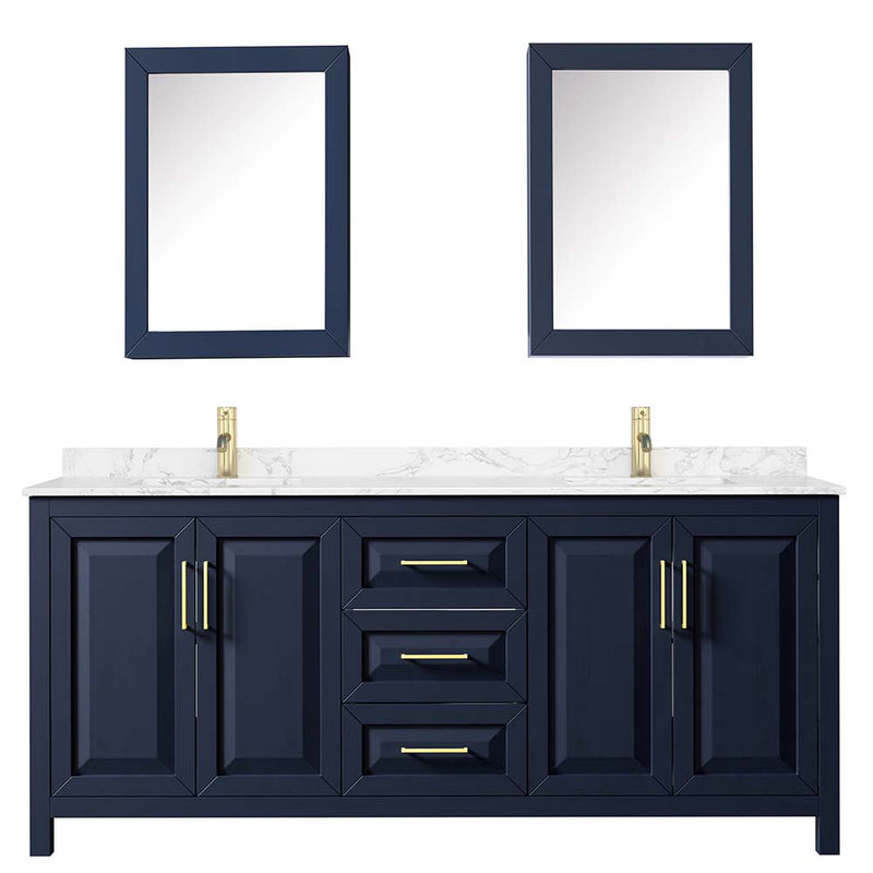 Daria 80 Inch Double Bathroom Vanity in Dark Blue - 25
