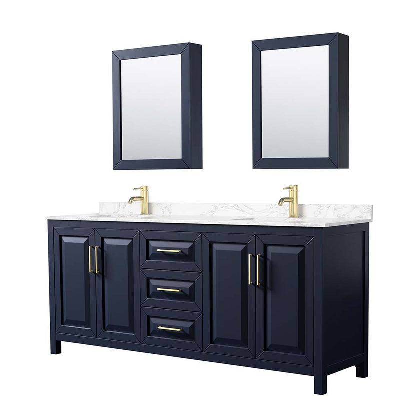 Daria 80 Inch Double Bathroom Vanity in Dark Blue - 23