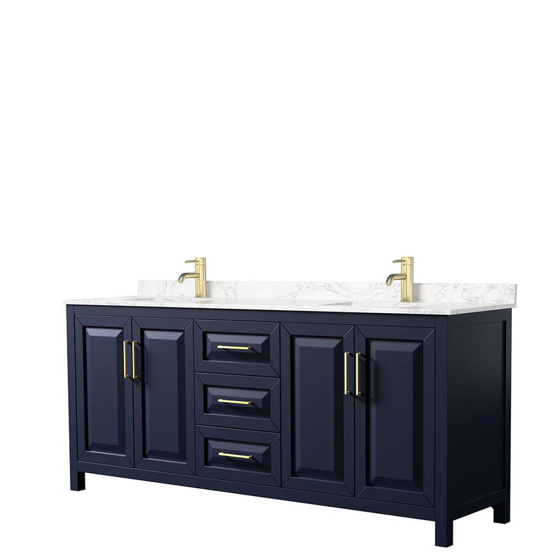 Daria 80 Inch Double Bathroom Vanity in Dark Blue - 9