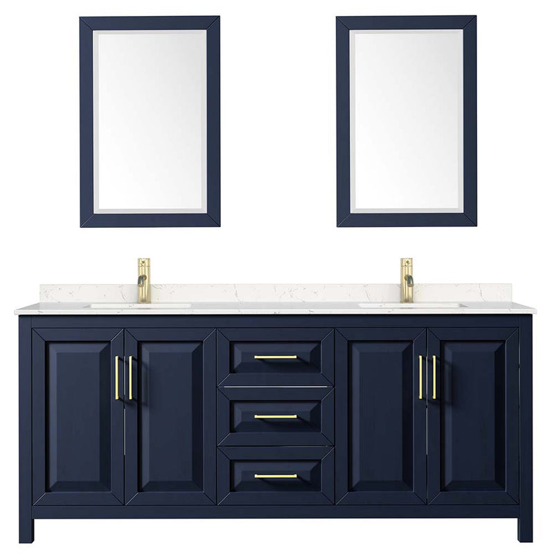 Daria 80 Inch Double Bathroom Vanity in Dark Blue - 35