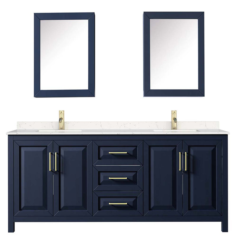 Daria 80 Inch Double Bathroom Vanity in Dark Blue - 45