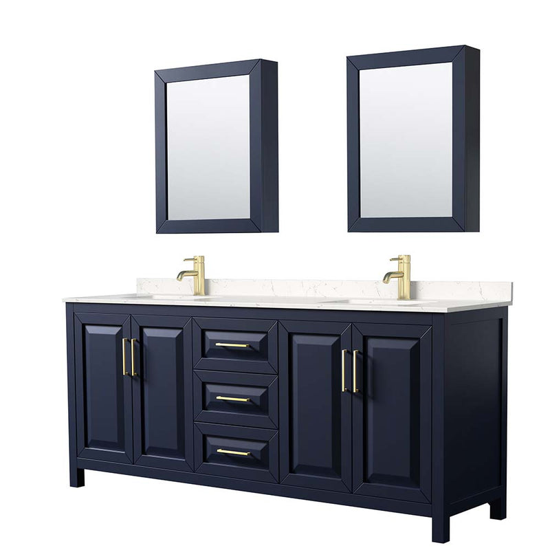 Daria 80 Inch Double Bathroom Vanity in Dark Blue - 43