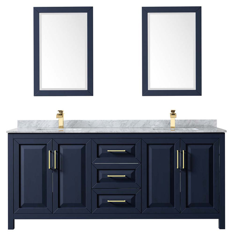 Daria 80 Inch Double Bathroom Vanity in Dark Blue - 55