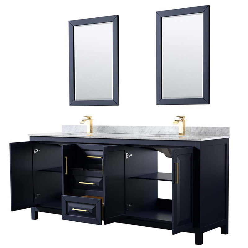 Daria 80 Inch Double Bathroom Vanity in Dark Blue - 54