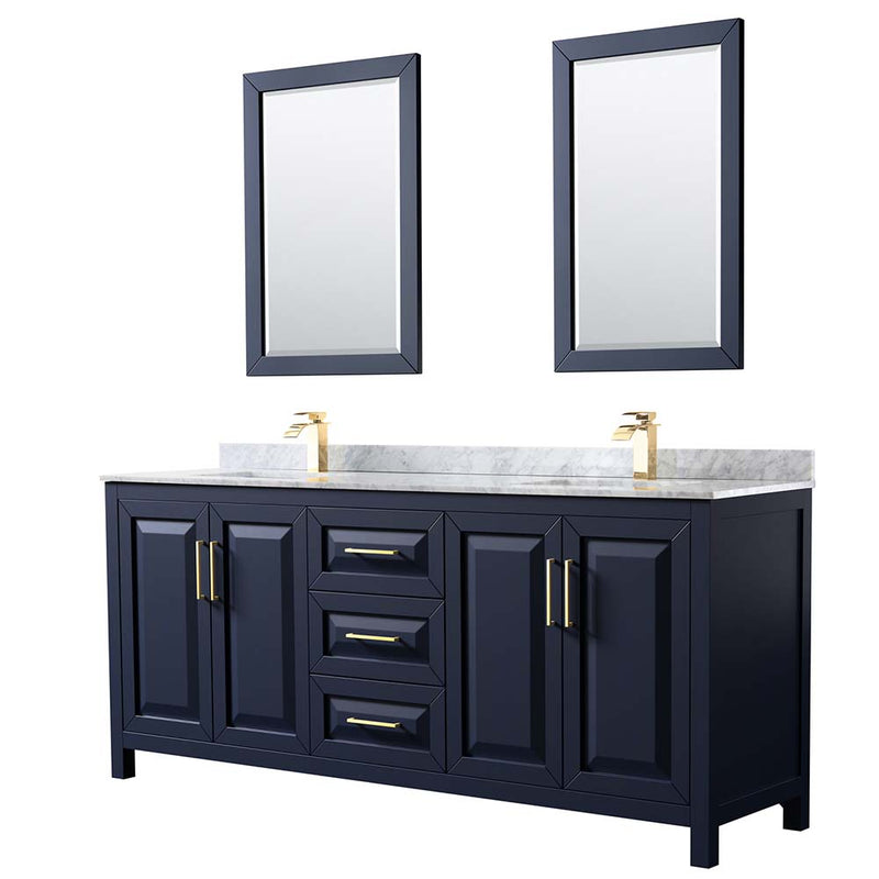 Daria 80 Inch Double Bathroom Vanity in Dark Blue - 53
