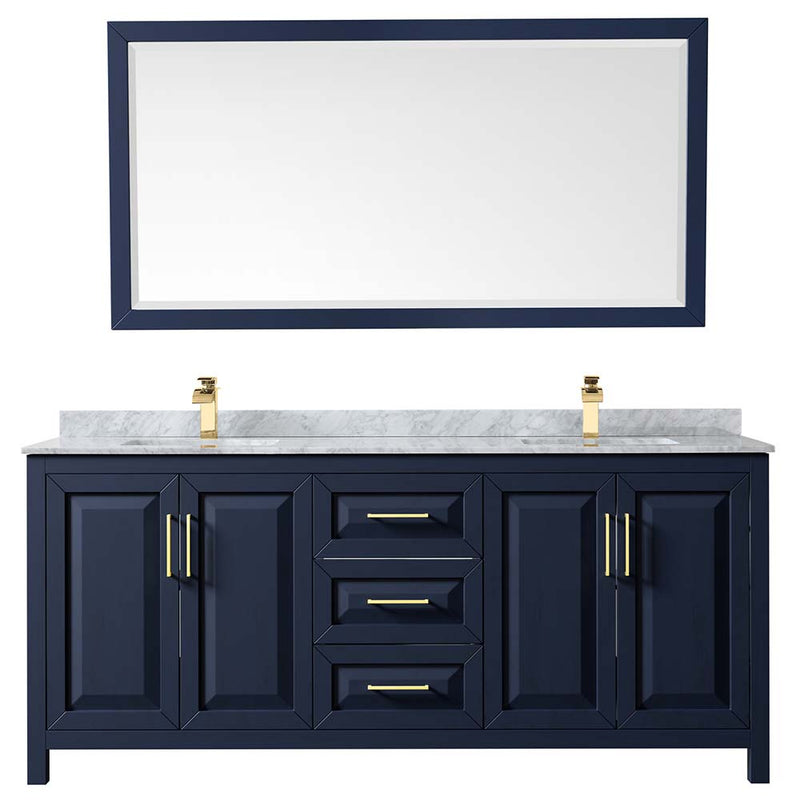 Daria 80 Inch Double Bathroom Vanity in Dark Blue - 60