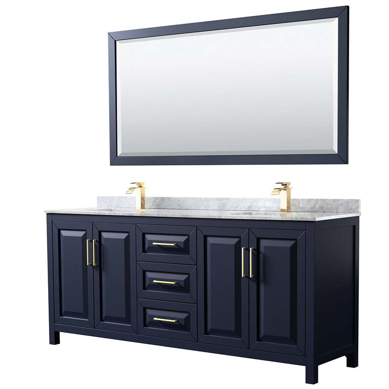 Daria 80 Inch Double Bathroom Vanity in Dark Blue - 58