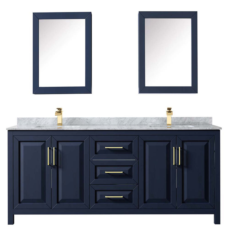 Daria 80 Inch Double Bathroom Vanity in Dark Blue - 65