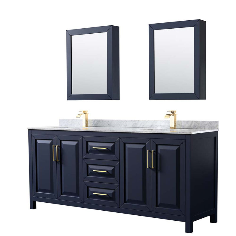 Daria 80 Inch Double Bathroom Vanity in Dark Blue - 63