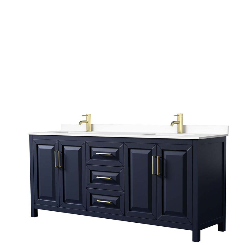 Daria 80 Inch Double Bathroom Vanity in Dark Blue - 69