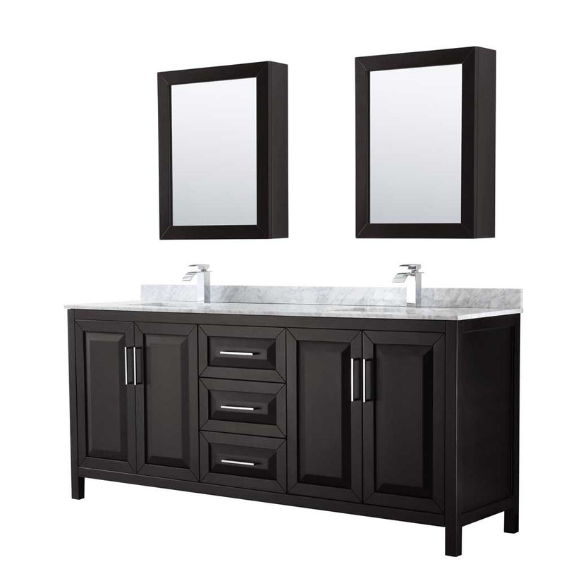 Daria 80 Inch Double Bathroom Vanity in Dark Espresso - 64