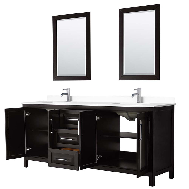 Daria 80 Inch Double Bathroom Vanity in Dark Espresso - 77